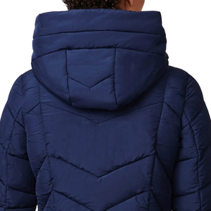 OEM ODM personalizado azul largo Puffer abrigos para las mujeres brillante burbuja invierno puffer chaqueta con collares y líneas de decoración abajo chaqueta - Product Image 3