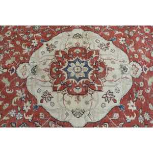 Vintage Turkish Rug, <b>Runner</b> 0.8x12.5 ft (24x381 cm) Rug, <b>Red</b> Bordered Wool Rug - Product Image 4