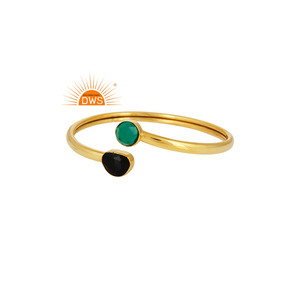 Best Quality Brass Green and Black <b>Onyx</b> Gemstone Bangles Demi Fine Jewelry for Women Gift for Her - Product Image 2