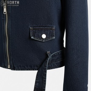 100% coton hommes Denim veste Stretch coupe-vent bleu hiver plaine haute qualité avant Logo décontracté - Product Image 2