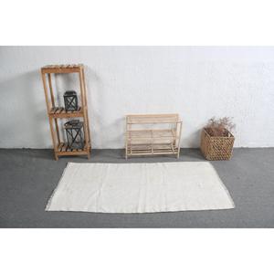 Alfombra Turca Vintage de Patchwork, 2.6x5.3 pies (80x163 cm), Lana Blanca Ecológica con Respaldo de Látex - Product Image 3