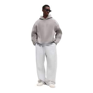 Sweat à capuche surdimensionné pour homme avec surpiqûres contrastées, logo personnalisé, sweat à capuche uni avec coutures inversées, poignets côtelés, sweat à capuche pour homme - Product Image 6