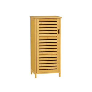 Armoire de rangement multifonction portable en bambou, moderne, 3 étagères, porte simple, 87x33x33.5cm, fabriquée en Turquie - Product Image 3