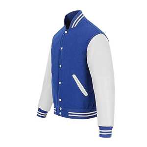 Chaqueta universitaria personalizada para hombre, chaqueta de béisbol con letras de lana y mangas de cuero, estilo bombardero vintage, OEM ODM, ropa de equipo - Product Image 6