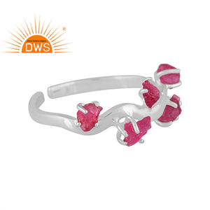 Dernière tendance Bague réglable en argent sterling fin spinelle naturel rubis pierre précieuse Fabricant de bijoux personnalisés - Product Image 1