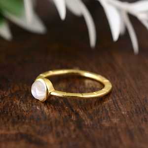New Arrival Trendy Moonstone <b>Ring</b> <b>Dainty</b> Brass Jewelry Women 18k Gold Plated Nature Bamboo Minimalist <b>Ring</b> For Wholesale/OEM - Product Image 4