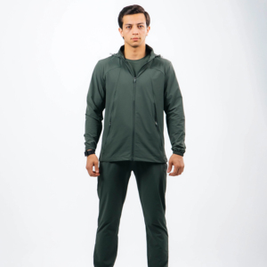 7saber Premium Quality Olive <b>Green</b> Men's Sporty Embossed Printed Breathable 300g Nonwoven <b>Silk</b> Cotton Seamless Stand Collar Set - Product Image 1