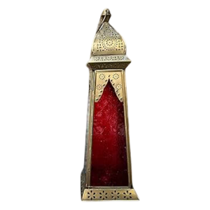 Farol Vintage de Latón de Alta Calidad con Relieve, Cristal Rojo y Acabado Pulido para Decoración de Mesa, Farol Árabe para Decoración - Product Image 2