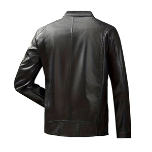 Veste en cuir pour homme de haute qualité, couleur noire, fermeture éclair sur le devant, quatre poches, vêtement décontracté, veste en cuir chaude pour l'hiver pour adulte - Product Image 2