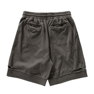 Pantalones cortos de chándal de algodón para hombre con logotipo personalizado desgastado 2024 pantalones cortos de secado rápido lavados con ácido con cordón personalizado para hombre - Product Image 2