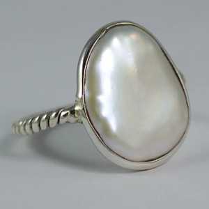 Handmade 925 Sterling <b>Silver</b> Coin Pearl <b>Ring</b> Freshwater <b>Statement</b> Promise Jewelry Gift for Her Anniversary - Product Image 3