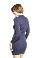 Pull en fibre de lait pour femme Milkshake, inspiré de la petite robe noire classique, fin, côtelé, avec logo frontal, idéal pour le bureau au printemps