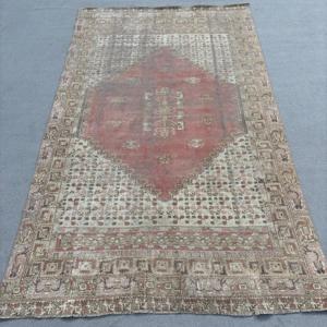 6.3x9.2 ft Rug, Turkish Vintage Rug, <b>Red</b> <b>Wool</b> Rug - Product Image 1