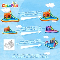 Château gonflable aquatique COCOFISH Dinosaure, en tissu Oxford robuste, pour les fêtes d'été en plein air