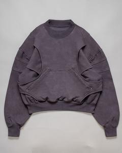 Sudaderas con capucha pintadas a mano de calidad superior desgastadas Vintage ácido lavado High Street Pullover Sudadera con capucha personalizada para hombres - Product Image 5