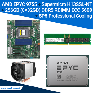 Conjunto AMD EPYC 9755 + Supermicro H13SSL-NT 256GB/512GB DDR5 RDIMM ECC - Product Image 1