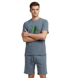 Ensembles courts pour hommes, décontractés, solides, jogging, t-shirt, shorts, service personnalisé OEM, haute qualité, respirant, léger, écologique, été - Product Image 4