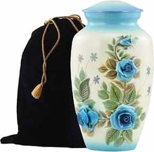 โกศเผาศพสีชมพูพิมพ์ลายดอกไม้3D สำหรับอัฐิมนุษย์พร้อมกล่องกำมะหยี่และถุงกำมะหยี่ - Product Image 3