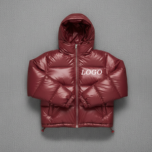 Veste bomber rembourrée brillante imperméable de haute qualité personnalisable OEM, col montant, vêtements d'hiver, style streetwear - Product Image 1