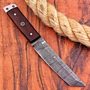 Cuchillo de Supervivencia de Acero de Damasco de Alta Calidad, Hecho a Mano, para Caza y Camping, Diseño de Hoja Fija de Espiga Completa Resistente - Product Image 3