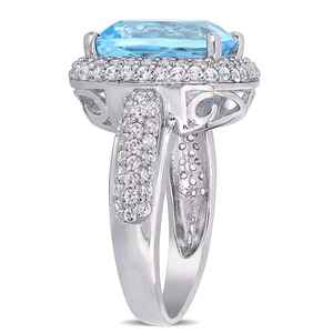 Bague de fiançailles couleur bleu fantaisie coussin taille émeraude laboratoire cultivé en or blanc 18 carats bague CVD diamant IGI certifié et poli - Product Image 3