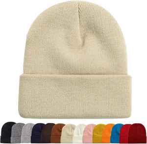 jacquard Trending Unisex Cotton/Wool <b>Hats</b> Soft Warm Knit Beanies Quick Dry Lightweight Adjustable for <b>Men</b> Women Bulk for <b>Winter</b> - Product Image 2