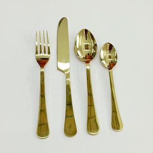 Royal Design Flat Handle Round End Stainless Steel Cutlery Set PVD Shiny Gold Polished <b>Dishwasher</b> and Food Safe - Product Image 3