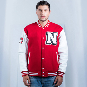 Custom Varsity Baseball <b>Jacket</b> Red White Stand Letterman Bomber Style Featuring Chenille <b>Patch</b> for College Use Bulk Supply - Product Image 5