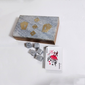 Hộp lưu trữ xúc xắc bằng đá cẩm thạch và gỗ thanh lịch có tính năng khảm kim loại của thẻ chơi và xúc xắc để hiển thị phòng trò chơi tinh vi - Product Image 6