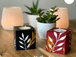 Soporte de vela de mesa Soporte de vela de madera hecho a mano Evento Fiesta Boda y decoración de Navidad Portavelas de India - Product Image 5