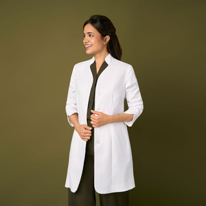 YUHONG <span class=keywords><strong>Camice</strong></span> da Medico Elegante Bianco a Maniche Lunghe per Donne, Uniforme Ospedaliera in Poliestere/Cotone Intrecciato Resistente e Confortevole - Product Image 2