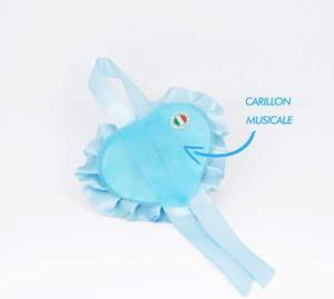 Plaque religieuse estampillée en forme de cœur, plaquée argent, avec ruban à pois bleus, ornement de Noël - Product Image 3
