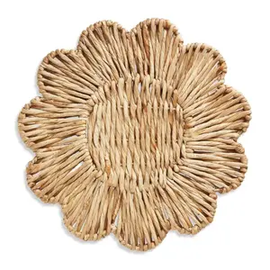 100% Eco-friendly Flower Water Hyacinth Placemat Rug Refreshing Carpet Picnic Mat Straw Floor Mat From Vietnam Manufacture