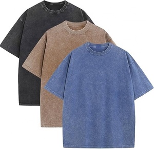 T-shirt vintage pour homme, coupe oversize, en coton épais, délavé à l'acide, style usé, coupe ample, streetwear hip-hop - Product Image 6
