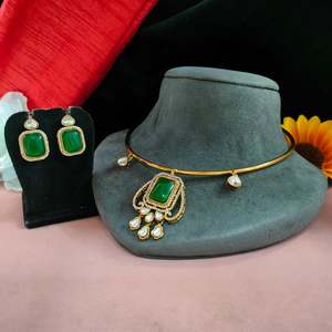 Juego de Hasli de diamante americano de piedra moissanita de tono dorado elegante con banda de metal de latón para uso de fusión étnica seguro y duradero - Product Image 2