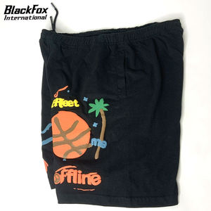 High Quality Wholesale Black Cotton Sweat Shorts Puff Print Eco-Friendly Casual Outer Wear Custom Logo Breathable Solid Pattern - Product Image 3