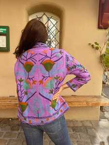 Suzani แจ็กเก็ตของผู้หญิงทำด้วยมือมีกระเป๋าด้านหน้าเปิดสบายปักลายหรูหราเสื้อนอกทันสมัยสำหรับฤดูหนาวเข็มขัดทำจากผ้านุ่ม - Product Image 3