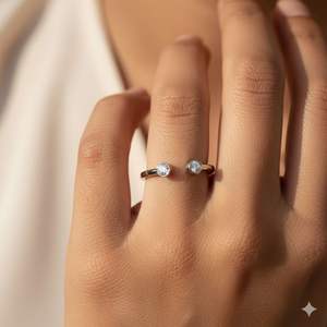 0.20CTW 18K Gold Plated Round Bezel <b>Two</b>-<b>Stone</b> Cuff Setting Lab Grown Diamonds Vintage for Certified <b>Ring</b> - Product Image 6