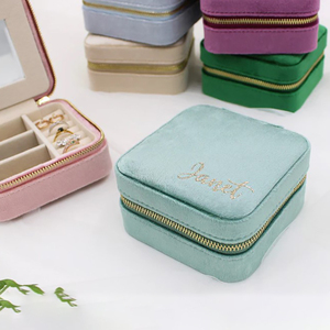 Custom Logo <b>Mini</b> Velvet Jewelry <b>Box</b> Luxury Simple Design for Small Ring Earrings Packaging Organizer - Product Image 5