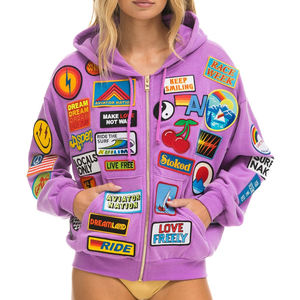 Sweat à capuche brodé avec patchs, fabricant OEM, sweat en molleton de coton épais avec patchs cousus, streetwear pour marques et commandes en gros - Product Image 2