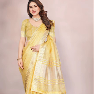 Collection de saris traditionnels très demandée avec broderie et bordure jacquard tissée pour femmes indiennes, idéale pour les fêtes et toutes les saisons - Product Image 1