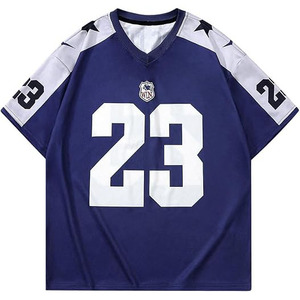 Camiseta Deportiva de Fútbol de Manga Corta con Cuello en V, Corte Holgado, Transpirable, Estilo Urbano, para Hombre - Product Image 3