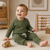 Ensemble de vêtements côtelés pour bébé d'automne, ensemble côtelé en coton biologique pour bébé, pyjamas pour enfants, tenue pour bébé