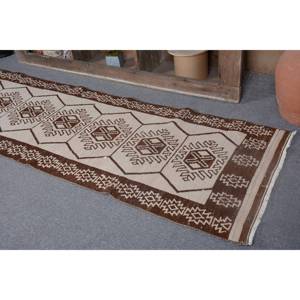 พรมปูพื้นขนาดใหญ่สไตล์ตุรกีโบราณขนาด2.5 x สีน้ำตาล8.6ft สีเบจเย็บปะติดปะต่อกันดีไซน์สี่เหลี่ยมผืนผ้าขนแกะขนาด10มม. สำหรับตกแต่งข้างเตียงห้อง - Product Image 2