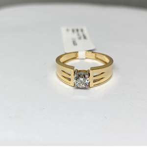 Bijoux fins, bague de fiançailles en or jaune 14 carats, diamant véritable solitaire, 5,410 g, plaqué rhodium, design luxueux pour homme et femme - Product Image 1