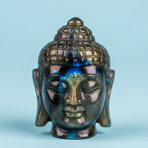 Statue de gravure religieuse tête de bouddha indienne faite à la main pierre précieuse Labradorite naturelle pierre semi-précieuse artisanat pour pierre de guérison - Product Image 3