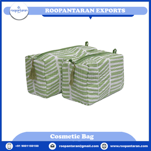 กระเป๋าเครื่องสำอางสไตล์อินเดียแบบปิดซิปจากผู้ผลิตอินเดียสีขาว - Product Image 2