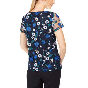 Top in Maglia Floreale Ricamata Calvin Klein da Donna, Blu, Taglia Media, Casual, in Seta Lavorata a Maglia per la Stagione Primaverile - Product Image 2
