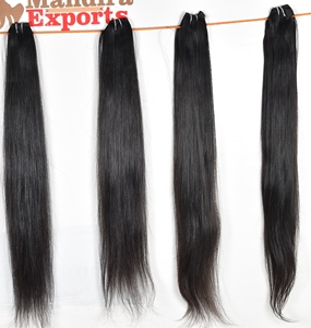 Extensiones de cabello humano de templo indio dibujado doble máquina sin procesar sedosa recta rizada de Color negro Natural 100% - Product Image 5