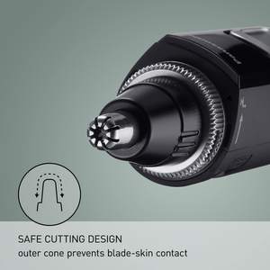 Tondeuse portable pour poils du nez et des oreilles pour hommes, aspiration humide/sèche, lame double tranchant haute performance, fonctionne sur piles, pour utilisation en voiture, plastique et métal - Product Image 3
